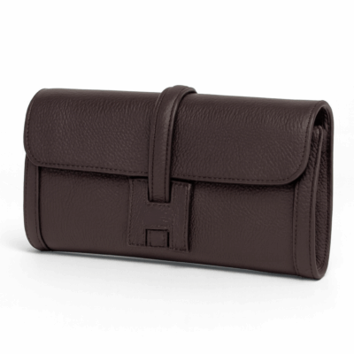 brun nordic minimalistisk clutch i italiensk læder